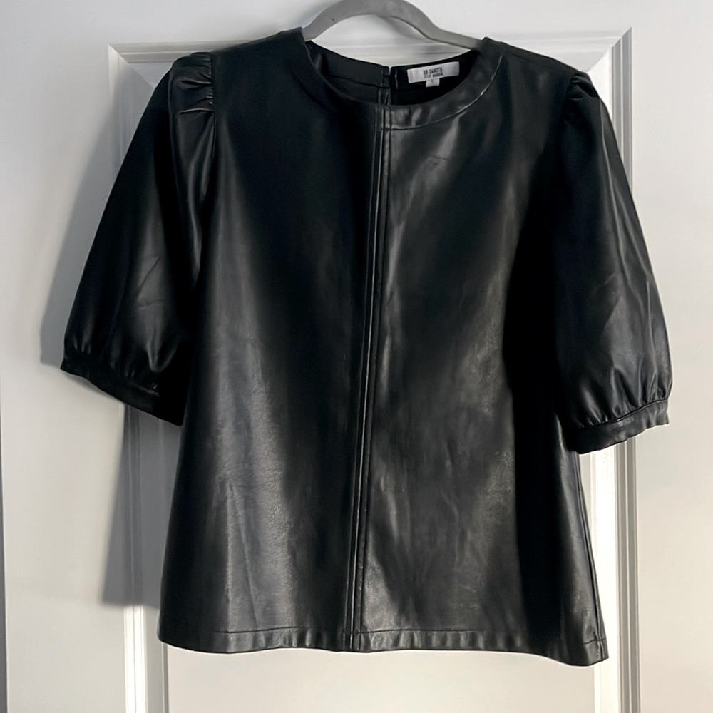 BB Dakota puff sleeve faux leather top
